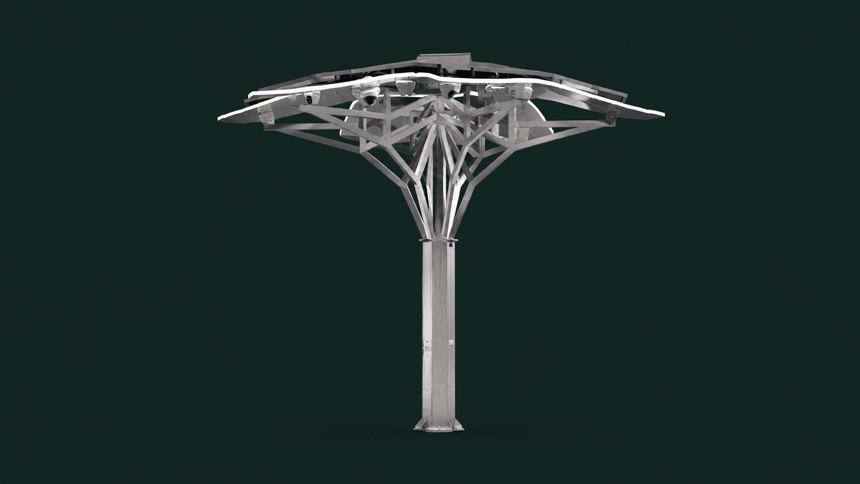 Render da estrutura da Árvore Solar com seus componentes