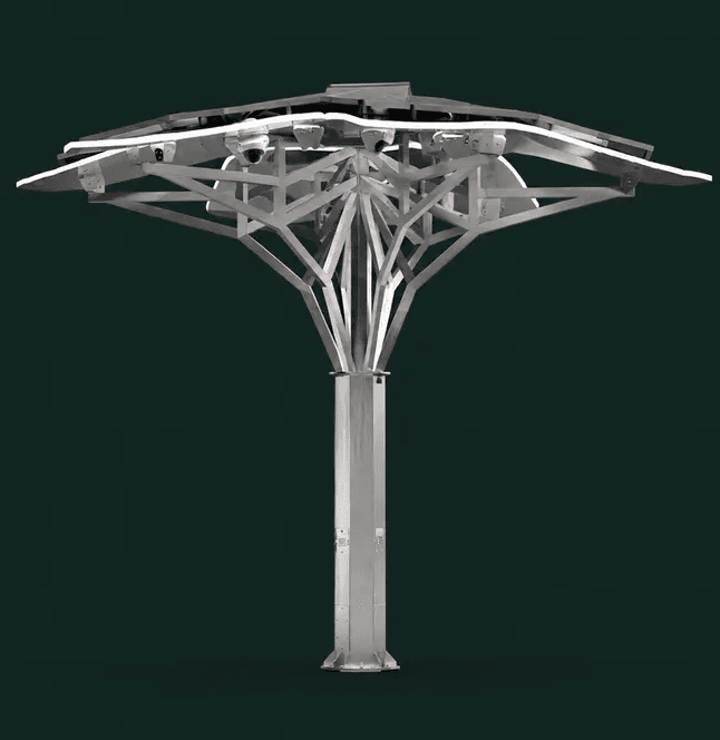 Render da estrutura da Árvore Solar com seus componentes